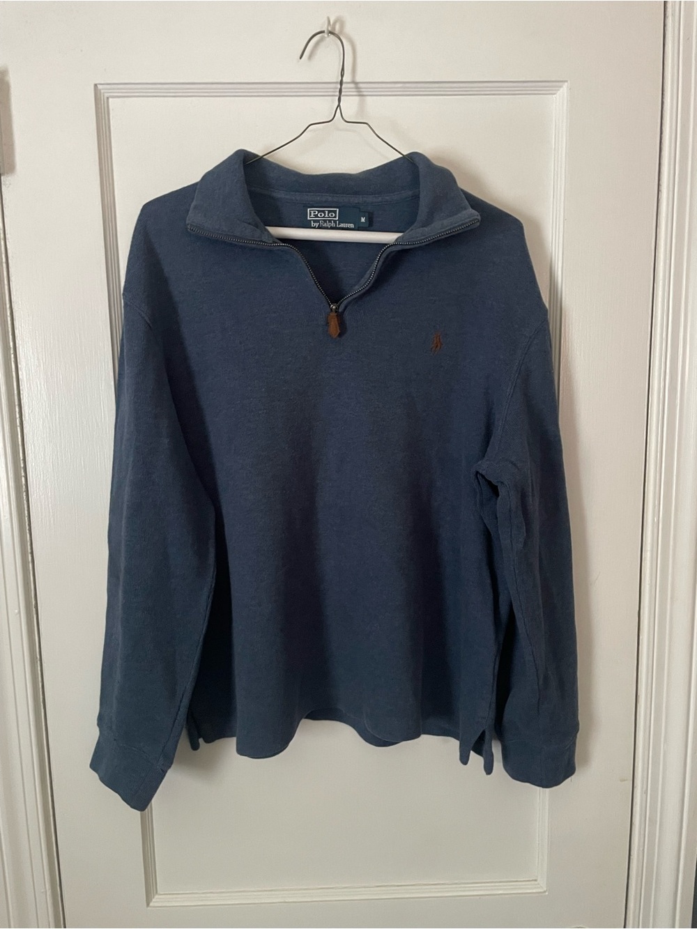Polo by Ralph Lauren Men's Estate Rib Quarter-Zip Pullover Blue Sweater Sz M